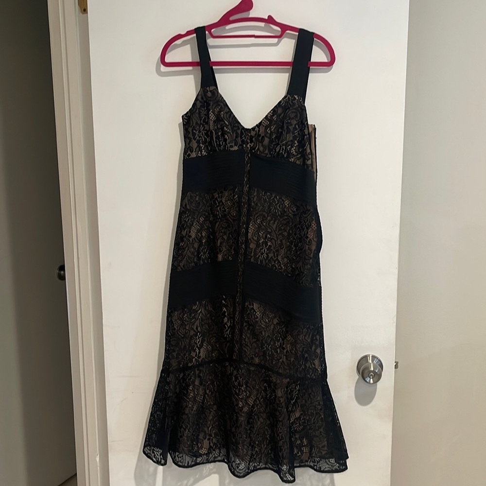 Black lace fit and flare Loft cocktail dress